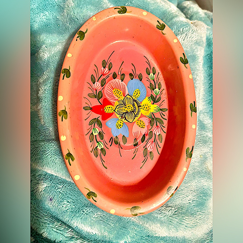 Trinket Tray Handpainted Metal Vintage World Market Cost Plus 14$